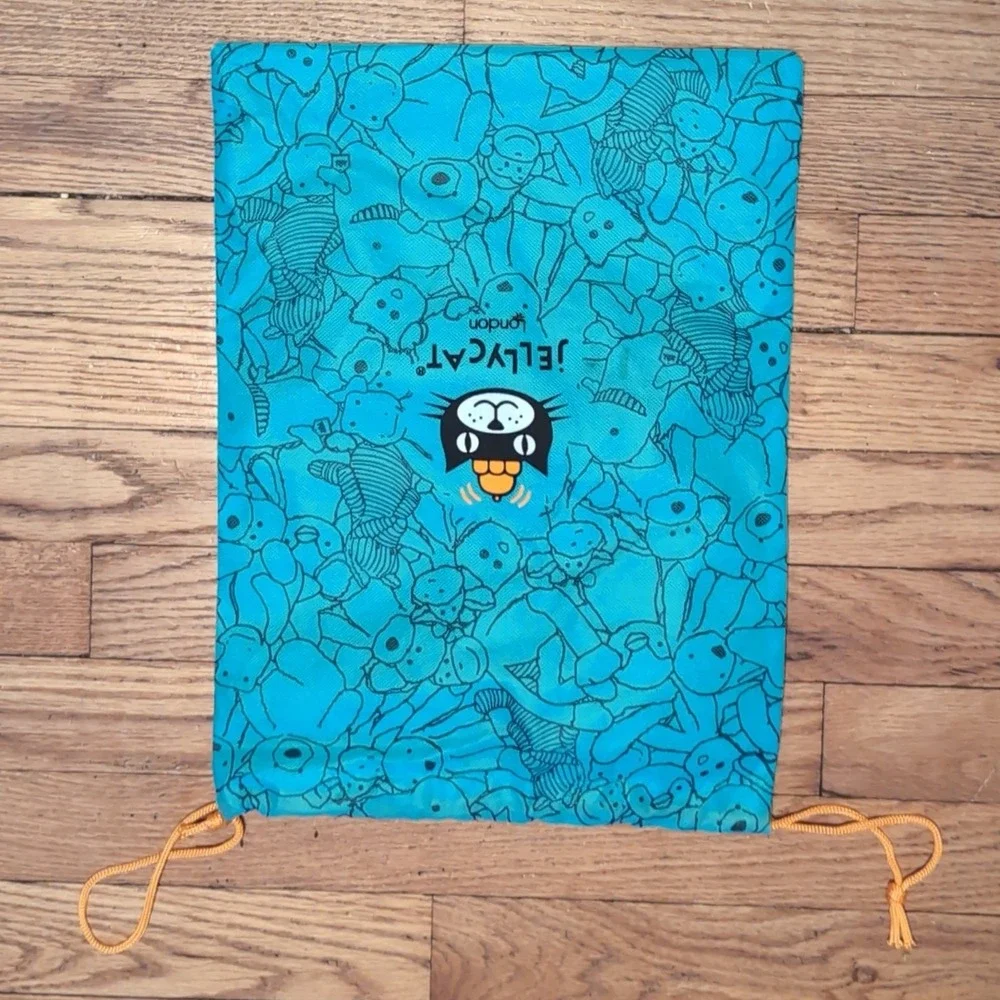 Jellycat Drawstring Bag Dust Bag Turquoise Black Orange 15.5x11.5in Polyester